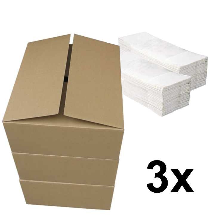 Papírové ručníky ZZ WHITE - bílé dvouvrstvé pack 3 x 3200 ks