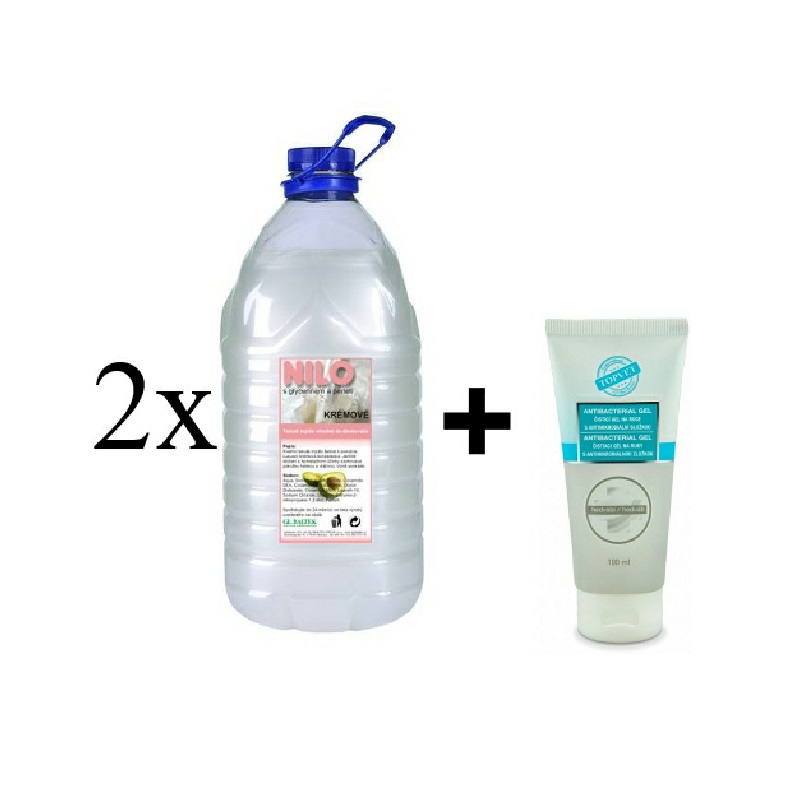 Tekuté mýdlo NILO krémové 2x5l + antibakteriální gel 100ml ZDARMA