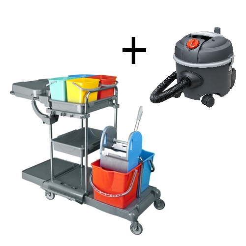 Úklidový vozík COMPLETE-PL 2 x 25 l + Vysavač CTM SP 112D