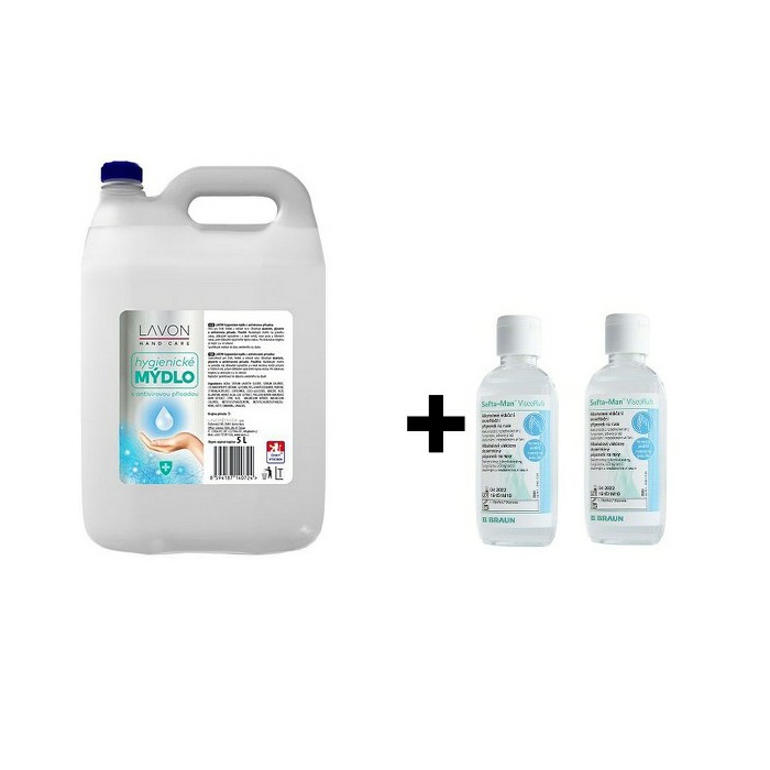 Mýdlo tekuté LAVON antibakteriální 5l +SOFTA-MAN ViscoRub  2x 75 ml ZDARMA
