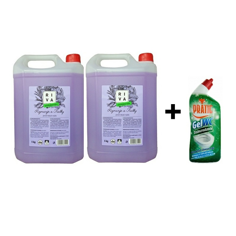 Mýdlo tekuté RIVA antibakteriální 2x5l +ZDARMA PRATIC GEL WC dezinfekční 750ml