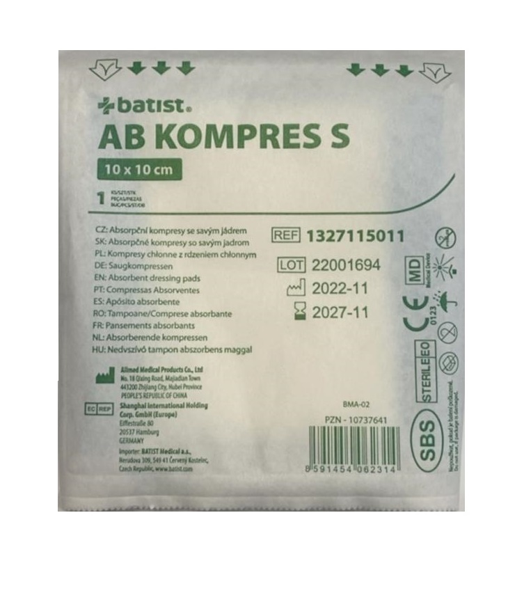 Absorbční kompresy se savým jádrem 10x10cm