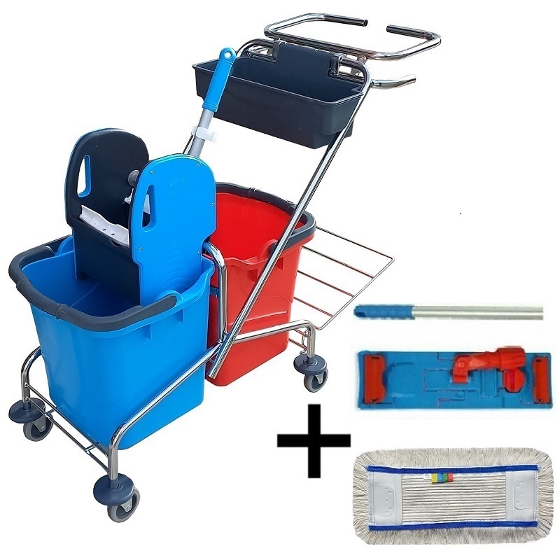 Úklidový vozík DOUBLE VAK 2x25l  + FLIPPER Mop sestava 40 cm
