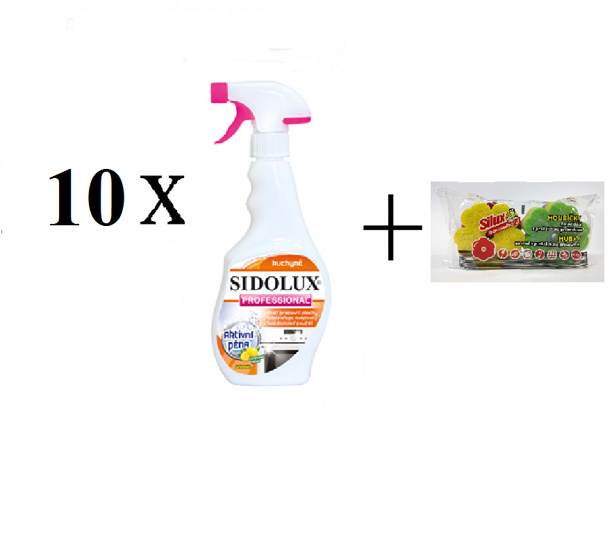 10 x SIDOLUX PROFESSIONAL KUCHYNĚ 500 ml + ZDARMA balení houbiček