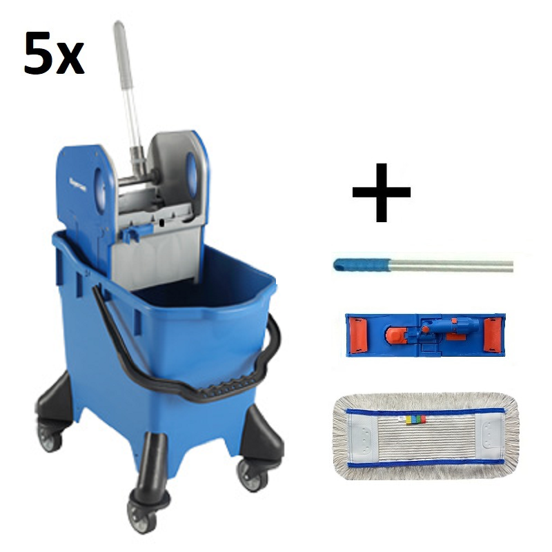 Set 5ks Úklidový vozík AMIGO 1x32 l + FLIPPER Mop sestava