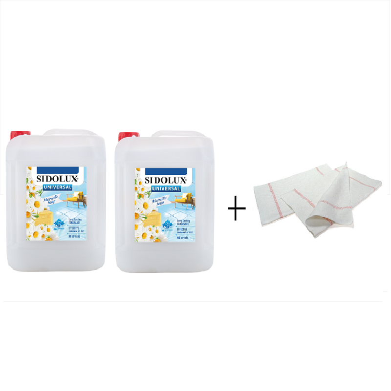 2x SIDOLUX UNIVERSAL SODA POWER  marseillské mýdlo 5l + ZDARMA hadr  na podlahu 50 x 65 cm - bílý