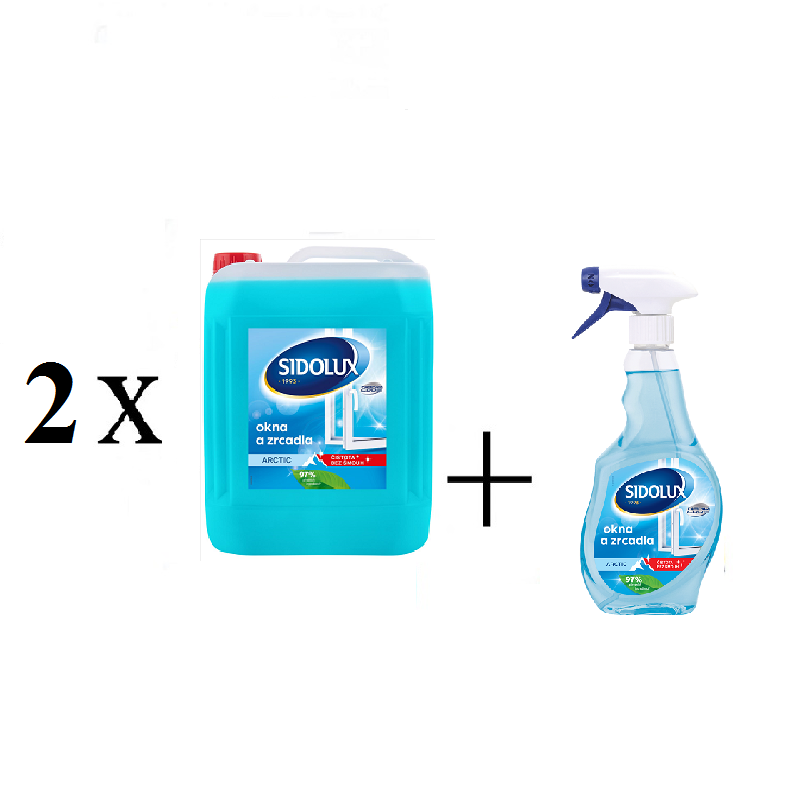 2x SIDOLUX Window arctic nano 5l - čistič oken + 1x ZDARMA SIDOLUX Window nano arctic - čistič oken 500 ml