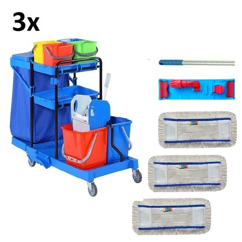 Set 3ks úklidový vozík COMPLETE 2x18I + FLIPPER  Mop sestava s 9ti návleky 40cm
