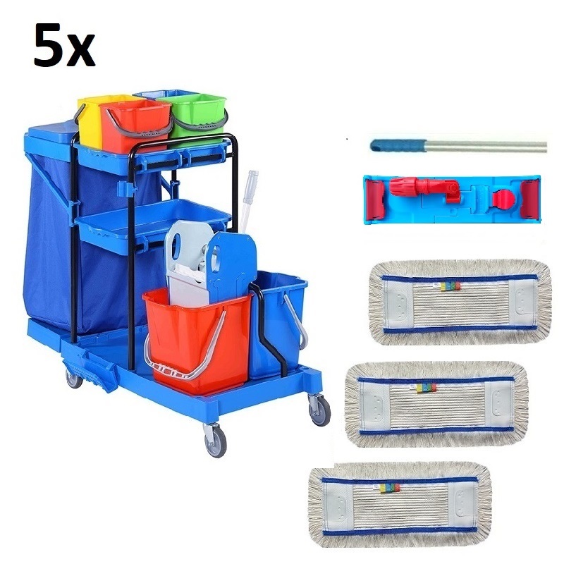 Set 5ks úklidový vozík COMPLETE 2x18I + FLIPPER  Mop sestava s 15ti návleky 40cm