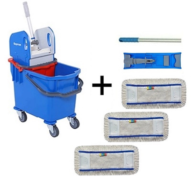 Úklidový vozík BOBBY BRS PLUS + FLIPPER Mop sestava s 3mi návleky 40cm