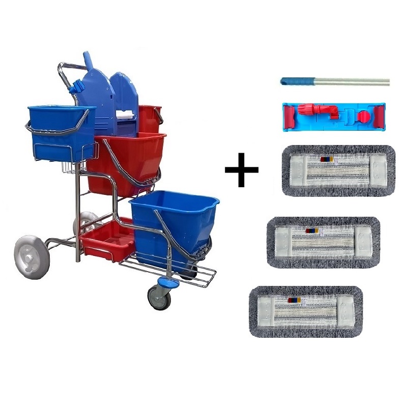 Úklidový vozík TERRY LINE I + FLIPPER Mop sestava se třemi návleky 40cm