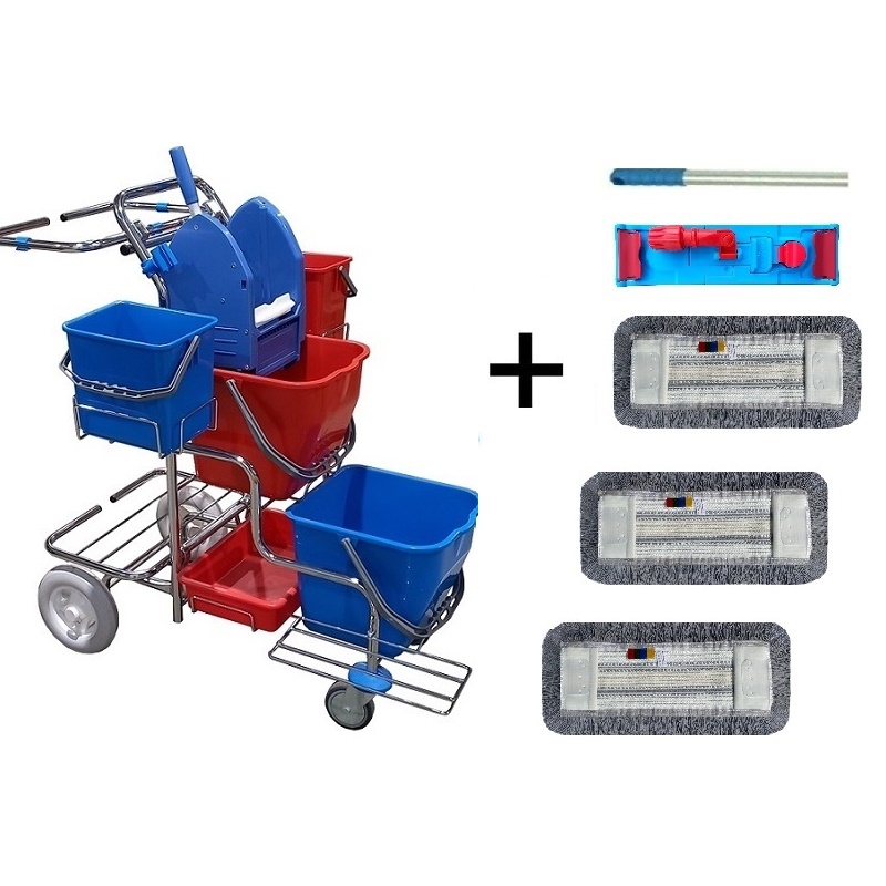 Úklidový vozík TERRY LINE II + FLIPPER Mop sestava se třemi návleky 40cm