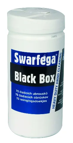 Impregnované čistící ubrousky na silně znečištěné ruce - SWARFEGA BLACK BOX 6x70ks