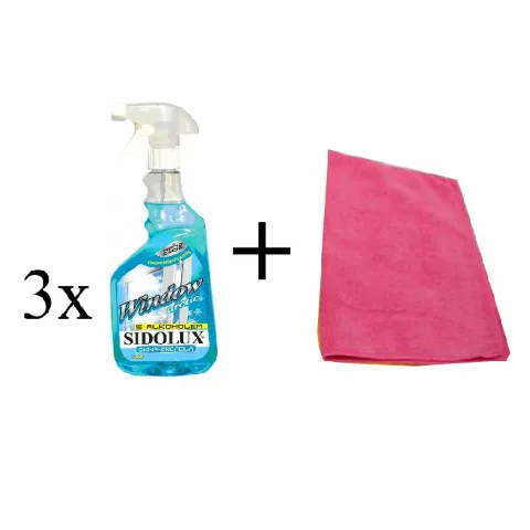 SIDOLUX WINDOW NANO CODE - ARCTIC 3x 500ml + ZDARMA růžová mikroutěrka 35x30 cm, 200g