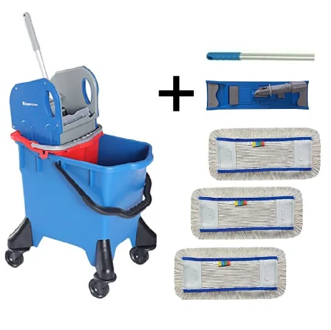 Úklidový vozík AMIGO PLUS 1x32 l + FLIPPER Mop sestava s 3mi návleky 40cm