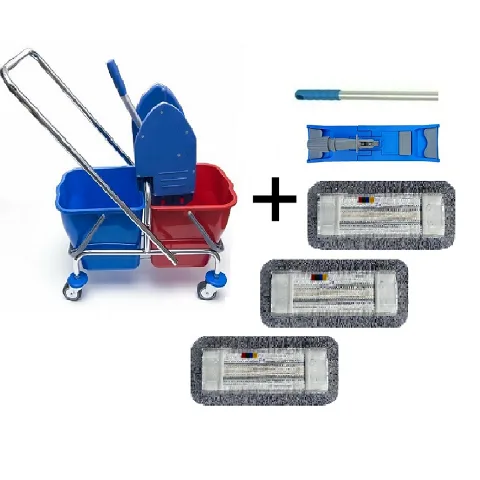 Úklidový vozík DUO 2x17 l + FLIPPER Mop sestava se třemi návleky 40cm